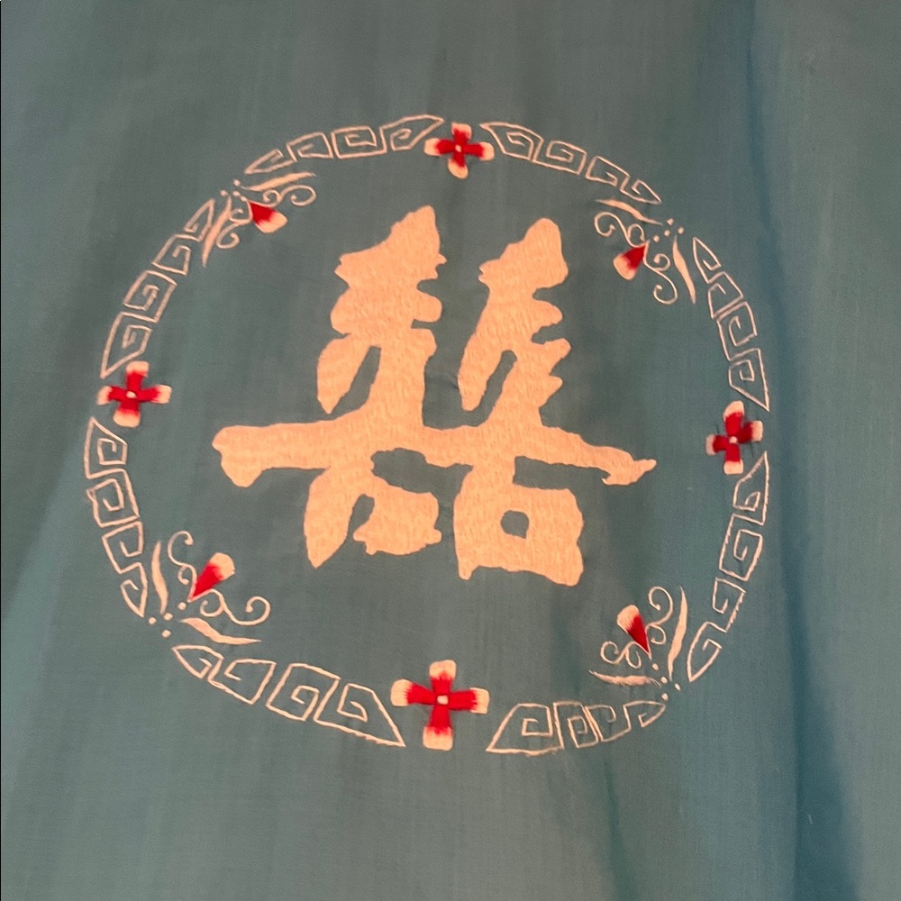 Heath Ceramics Turquoise Short-Sleeve robe with Circular Embroidery